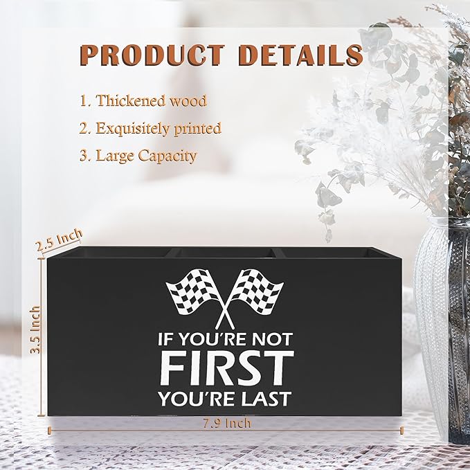 Funny Car Racing Pen Pencil Holder for Kids Boys, Inspirational If You're Not First You're Last Pencil Pen Holder Organizer for Home Office Desk Accessories, Race Car Room Decor