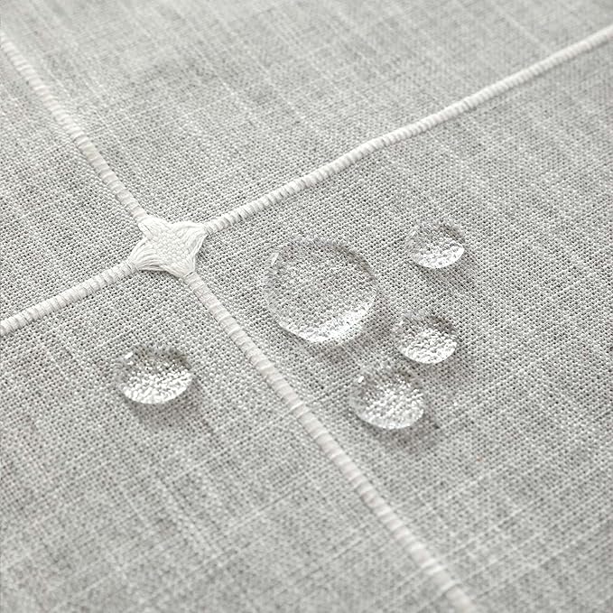 SIELUNO Coffee Table Cover, Rustic Farmhouse Rectangle Table Cloth Cotton Linen Waterproof with Pockets and Tassel for Living Room Decoration - Grey Large Plaids - 20x60 Inch