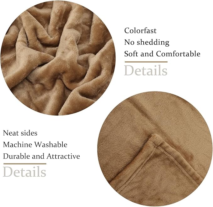 NANPIPER Fleece Blankets, Super Soft Flannel Fuzzy Blanket for Couch, Luxury Cozy Lightweight Microfiber Dog Blanket-Throw Size,Coffee Brown