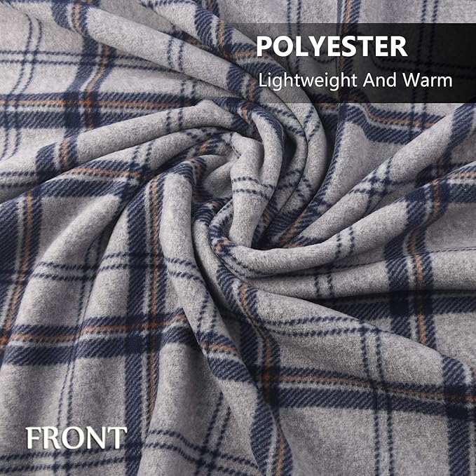 forestfish Fleece Wearable Blanket Plus Size, Comfy Lightweight Lap Blanket Poncho Throw with Buttons, 63“x 55”(Navy)