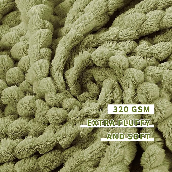 FY FIBER HOUSE Oversized King Blanket 120" x120" Seamless Extra Large Bed Blanket 10' x 10' Super Soft Plush Fuzzy Huge Blankets for Couch Office Sofa, Sage Green