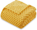 Super Soft Fleece King Size Blanket 90x102 Inches for Bed, Premium Silky with 3D Imitation Turtle Shell Jacquard Decorative Blankets, Lightweight and Cozy for Living Room.Yellow