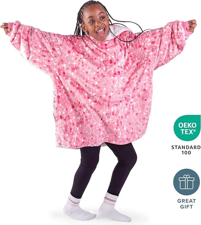 Bare Home Wearable Blanket Hoodie - Soft Plush Sherpa - Warm and Cozy - Oversized Wearable Blanket - Adult & Kid Sizes