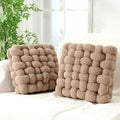 Wenqik 2 Pcs Knot Pillows Square Knotted Plush Throws Soft Accent Pillows Decoration Cushion for Couch Home Office Living Room Bedroom Bed Sofa Decor, 12'' x 13''(Khaki,Lambswool)