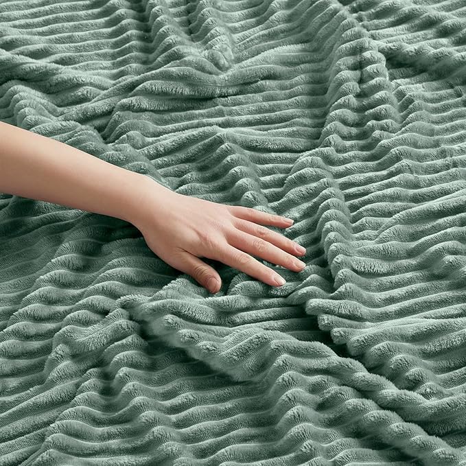 Nestl Green Throw Blanket for Couch - Cozy Warm Fuzzy Blankets for Women, Plush Small Fleece Throws for Girls - Sage Green, 50 x 60 Inches