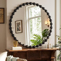 Round Mirror for Wall, 36 Inch Black Beaded Frame Decorative Vanity Mirror, Circle Bathroom Mirror with High-Definition Lense, Modern Wall Decor for Bathroom, Living Room, Bedroom, Entryway
