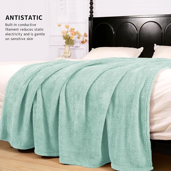Plush Fleece Throw Blanket for Couch and Bed, Fluffy Fuzzy Cozy Soft Blankets All Season Use (50x60 Inches,Aqua)
