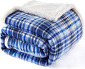 Touchat Sherpa Plaid Throw Blanket(60" X 70", Plaid Blue), Fuzzy Fluffy Cozy Soft Blanket, Fleece Flannel Plush Twin Size Microfiber Blanket for Couch Bed Sofa