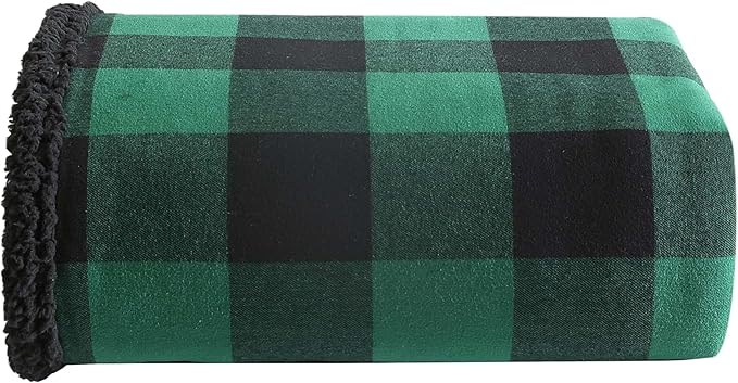 Eddie Bauer - Blanket, Super Soft Reversible Sherpa & Brushed Fleece Bedding, Throw Blankets for Couch, Ideal for Lounging (Cabin Plaid Green)