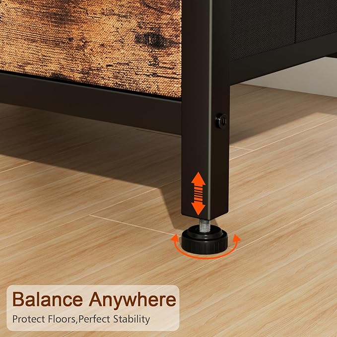 Night Stand with Charging Station, Small Bedside Table with 2 Fabric Drawers, Nightstand with USB Ports & Outlets for Bedroom, Living Room, Brown, HETS020BR-1