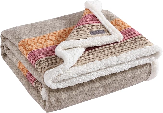 Eddie Bauer - Blanket, Super Soft Reversible Sherpa & Brushed Fleece Bedding, Ideal Throw Blankets for Couch, Plaid Home Design (Nordic Raisin)
