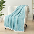 PAVILIA Melange Teal Blue Twin Bed Sherpa Blanket Throw, Warm Soft Cozy Reversible Blanket Couch Sofa, Thick Plush Large Fleece Blanket, Decorative Home Room Decor Gift Men Women, 60x80 Turquoise Aqua