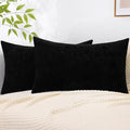 decorUhome Chenille Black Throw Pillow Covers 12x20 Inch Set of 2, Decorative Soft Couch Pillow Covers Solid Dyed Accent Farmhouse Neutral Rectangle Pillow Cases for Sofa