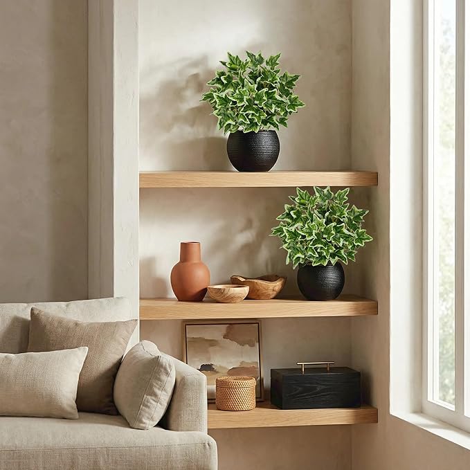 2 Packs Artificial Plants in Black Pot Fake Ivy Plants Potted Decorative Faux Plant for Home Kitchen Decor