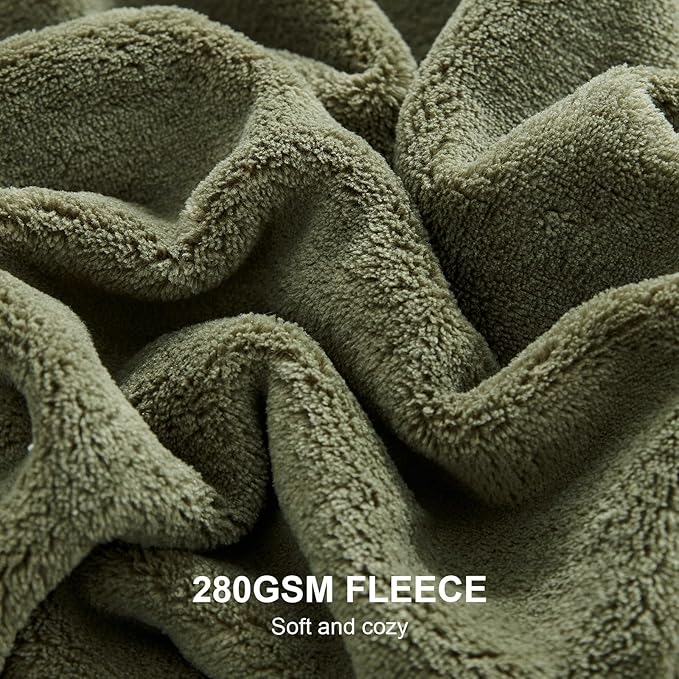 Hansleep Fleece Moss Green King Blanket, Super Soft Flannel Fuzzy Plush Cozy Blanket for All Seasons, Moss Green, King 90x108 Inches