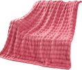 NEWCOSPLAY Twin Blanket for Couch Coral Pink Super Soft Flannel Fleece 3D Bubble Lightweight Bed Blanket All Season Use (Coral Pink, Twin(60"x80"))