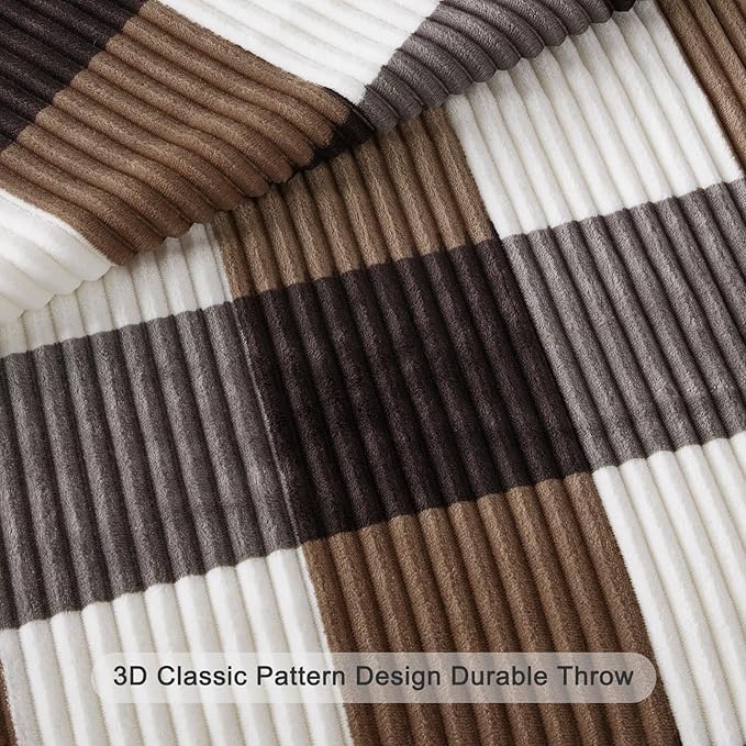Sherpa Fleece Throw Blanket for Couch, Fluffy Plush Warm Fuzzy Blanket for Women and Men, Cozy Thick Soft Twin Blanket for Bed, Dark Brown, 60x80 Inches