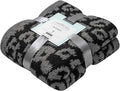 bearberry Fuzzy Leopard Knitted Throw Blanket Soft Cozy Warm Microfiber Blanket for Couch Sofa Bed Travel(Graphite/Carbon, 50"x60")