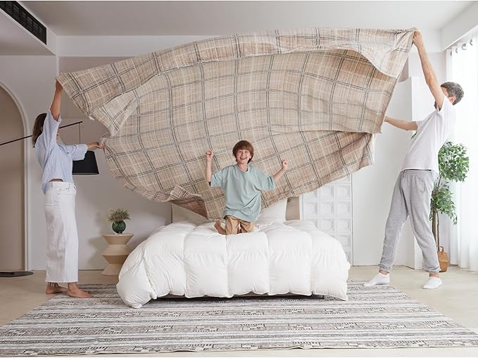COOVA Oversized King Fleece Blanket 120x120 inches, Soft Cozy Warm Giant Extra Large 10'x10' Blanket for Bed, Sofa, Couch,Travel, Camping, California Huge Flannel Big Throw Blanket, Line Taupe
