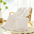 Bnuitland Flannel Throw Blanket, 300 GSM Fleece Cozy Warm Soft Home Decor Lightweight Bed Sofa Blanket for Adults, Suitable for All Seasons(Ivory,50X71 inches with Pillow Cover)