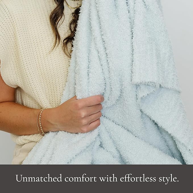 SARANONI Bamboni Luxury Throw Blanket | Oversized Super Soft Plush Home Decorative Comfy Blankets for Couch or Bed | Sky Blue - X-Large 60” x 80”