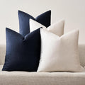 GIGIZAZA Decorative Velvet Pillow Covers - 20x20 Throw Pillows Soft Navy Blue Beige Covers Accent for Couch Living Room Bed Square Modern Luxury Cushion Covers Home Decor Set of 4