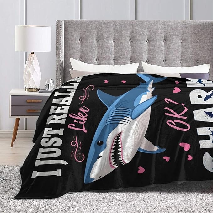 Shark Throw Blanket - Soft Plush Fleece Ocean Blankets- Cozy Shark Stuff Gifts for Women Girls Kids 50"X60"