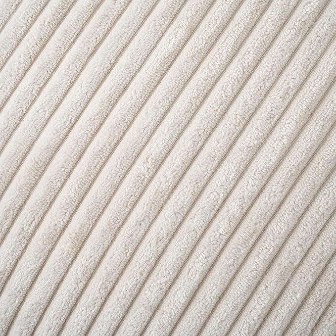 Volcanics Set of 4 Beige Cream Corduroy Decorative Couch Throw Pillow Covers 18x18 Inch, Modern Double-Sided Striped Cushion Cases, Soft Boho Square Accent Pillow Covers, Mix and Match for Home Decor