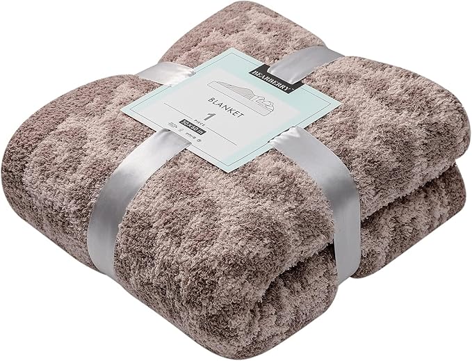 bearberry Fuzzy Leopard Knitted Throw Blanket Soft Cozy Warm Microfiber Blanket for Couch Sofa Bed Travel (Linen/Warm Gray, 40"x50")