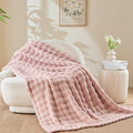 NEWCOSPLAY Twin Blanket for Couch Pink Super Soft Flannel Fleece 3D Bubble Lightweight Bed Blanket All Season Use (Pink, Twin(60"x80"))