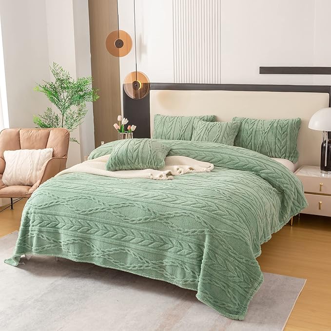 YUSOKI Twin XL Blanket Single Layer,Weight(3.1lb),370GMS-3D Stylish Design for Gift Home Decor (Sage Green,65"x90")
