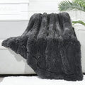 GONAAP Fuzzy Faux Fur Throw Blanket Twin Size Dark Grey Super Soft Cozy Plush Fuzzy Shaggy Blanket for Couch Sofa Bed (Dark Grey, Twin(60"x80"))