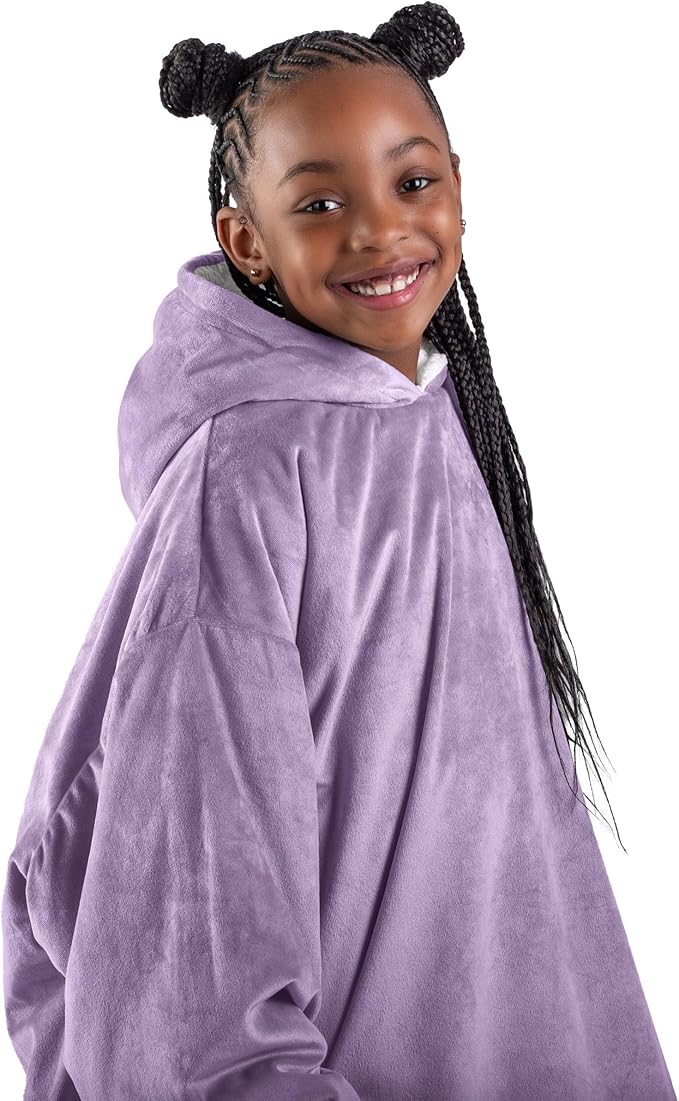 Bare Home Wearable Blanket Hoodie - Soft Plush Sherpa - Warm and Cozy - Oversized Wearable Blanket - Adult & Kid Sizes