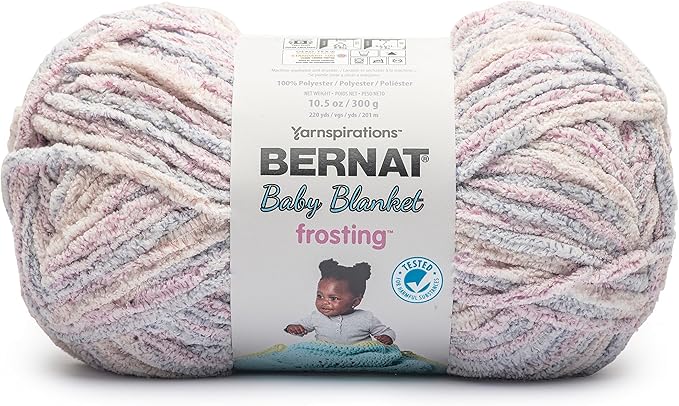 Bernat Baby Blanket Frosting Lilac Lounge Yarn - 1 Pack of 10.5oz/300g - Polyester - #6 Super Bulky - 220 Yards - Knitting & Crochet
