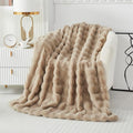 Faux Fur Throw Blanket for Couch Cozy Fuzzy Soft Plush Thick Fluffy Fleece Bubble Blanket for Sofa Bedroom Living Room, 51x63 Inches Camel