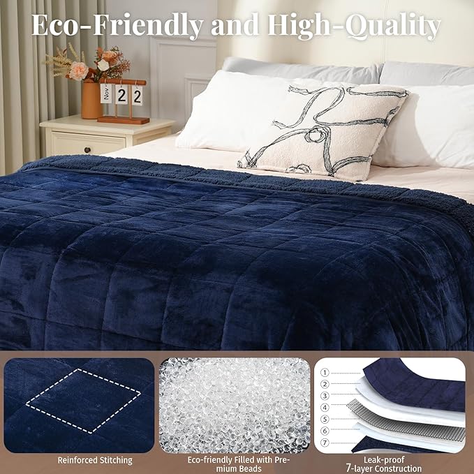 Topblan Sherpa Fleece Weighted Blanket for Adult, 20 lbs Dual Sided Cozy Fluffy Heavy Blanket, Ultra Fuzzy Throw Blanket with Soft Plush Flannel Top, 60 x 80 inches