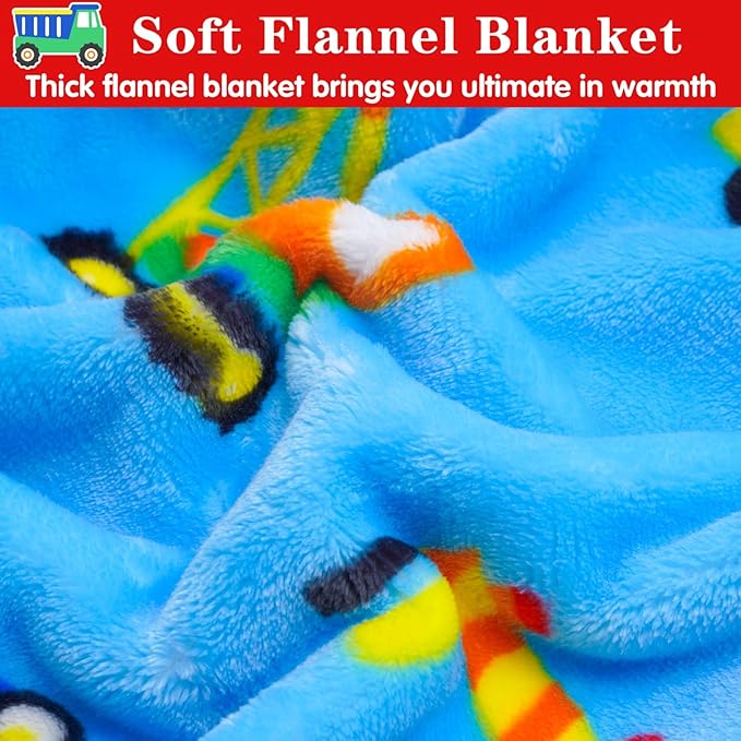 Lukeight Construction Toddler Blanket Gifts for Boys and Girls, Plush and Thick Boys Truck Blanket Birthday Gifts for Toddler and Baby (Construction, 30x40 Inches)