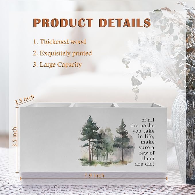 Watercolor Forest Inspirational Pen Pencil Holder, Motivational Desk Decor, of All the Paths You Take in Life Pencil Pen Holder Organizer for Home Office Desk Accessories