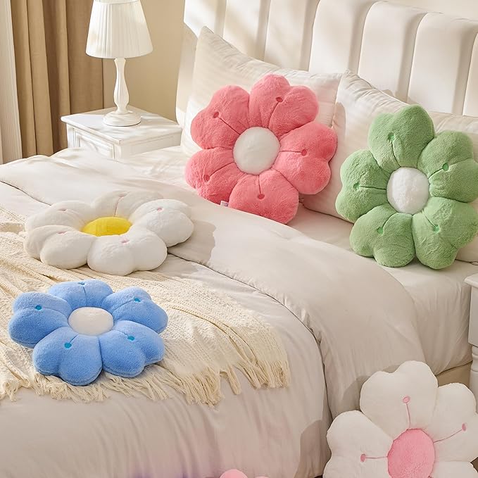 Flower Pillow, Cute Daisy Pillow 19.6In Yellow Flower Shaped Plush Throw Pillow for Home Bedroom Sofa Chair Couch Decor