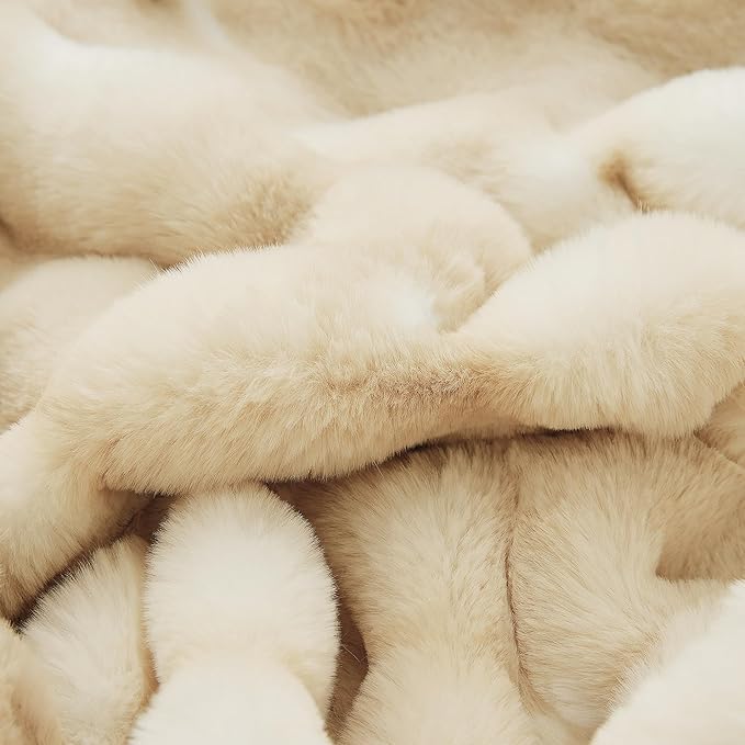 Light Tie-dye Yellow Faux Fur Rabbit Thick Throw Blanket for Couch Living Room 50x60 Fluffy Bed Furry Comforter Soft Blanket Best Housewarming Home Gifts 860 GSM