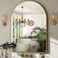 HARRITPURE Arched Bathroom Mirror - 30"x40" Gold Large Wall Mounted Vanity Mirror Aluminum Alloy Frame Arch Wall Mirror for Living Room, Bedroom and Entryway