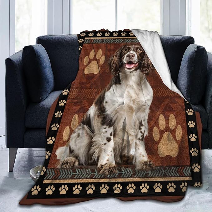 Springer Spaniel Blanket for Girls Women Boys Men Adults Kids Soft Cozy Fleece Cute Dog Throw Blankets Gifts Warm Flannel Plush Lightweight Decor for Couch Bed Sofa 50"X40"