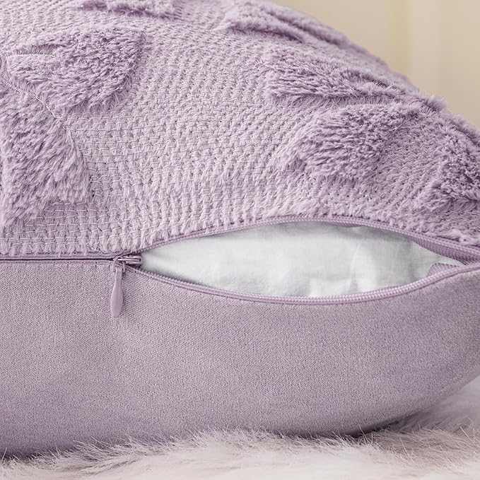 MIULEE Light Purple Bow Pillow Covers Coquette Room Decor Aesthetic Set of 2 Spring Decorative Cute Girl Soft Plush Faux Pillowcase for Preppy Room Bedroom Couch,20x20 Inch