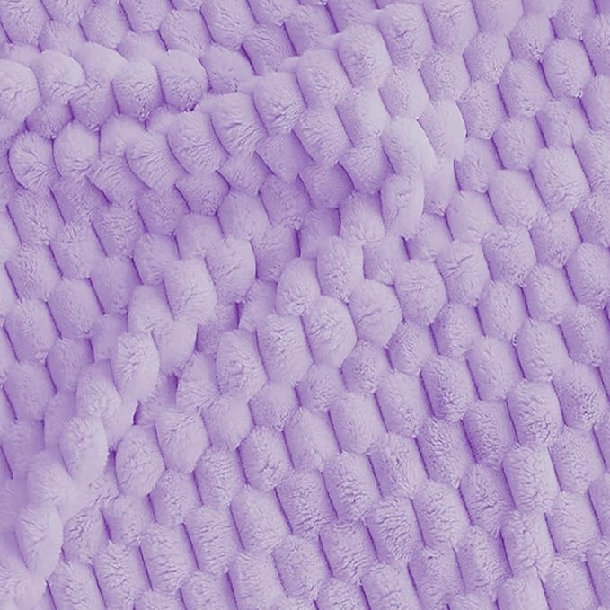 Super Soft Fleece Twin Blanket 50x70 Inches for Couch, Premium Silky with 3D Imitation Turtle Shell Jacquard Decorative Blankets, Lightweight and Cozy for Sofa.Lavender-1