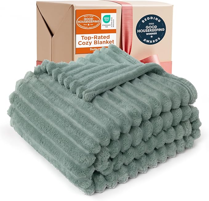 Bedsure GentleSoft Sage Green Throw Blanket for Couch - Cozy Soft Spring Blankets for Women, Cute Small Fleece Throws Spring Gifts for Women Teen Girls, Sage Green Decor Room Home, 50x60 Inches