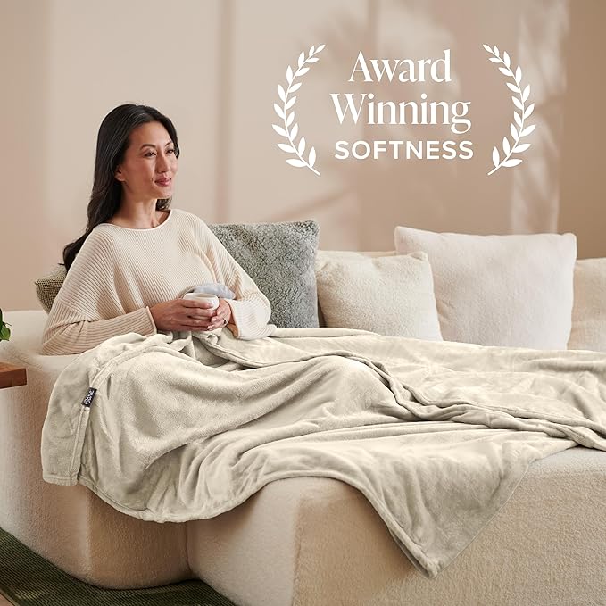 Bare Home Fleece Blanket - Throw/Travel - Ultra-Soft Lightweight for Bed, Sofa, and Couch - Luxury Microplush - Cozy Warm Blanket (Throw/Travel, Oyster)
