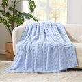 Cozy Bliss Ultrasoft Waffle Throw Blanket, Fluffy Cute Plush Blanket for Couch, Bed, Modern Home Accent, Portable for Picnic or Outdoor, Light Blue, 108"x90"