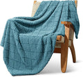 Whale Flotilla Fuzzy Fleece Throw Blanket for Couch, Bed, Soft Fluffy Jacquard Waffle Blankets for All Season, Lightweight and Warm, 50x60 Inch, Slate Blue