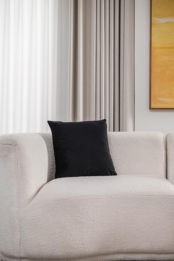 DEZENE Euro Sham Covers 24x24 Black: Pack of 2 Cozy Soft Velvet Square Modern Luxury Decorative Throw Pillow Cases for Sofa Couch Living Room Bed Home Decor
