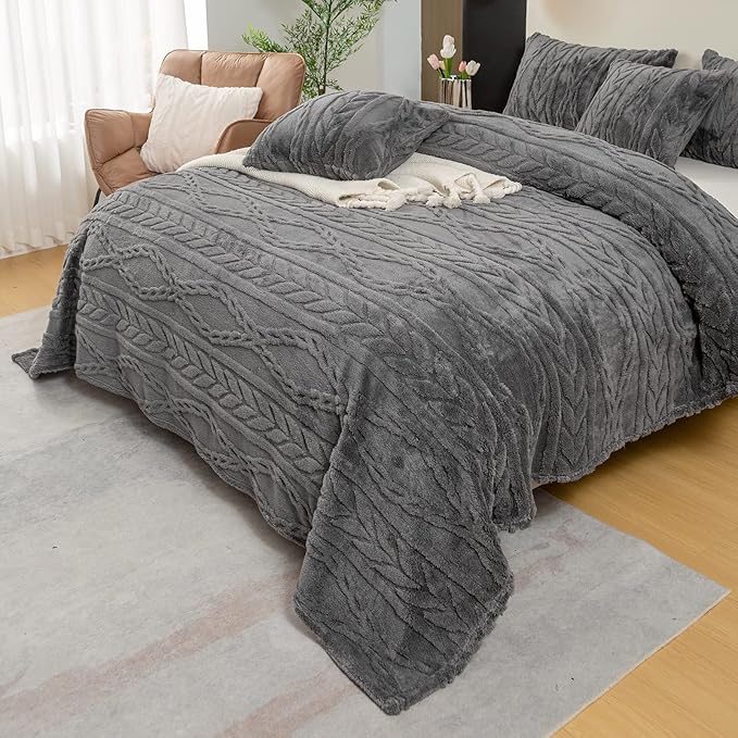 YUSOKI Twin XL Blanket Single Layer,Weight(3.1lb),370GMS-3D Stylish Design for Gift Home Decor (Grey,65"x90")